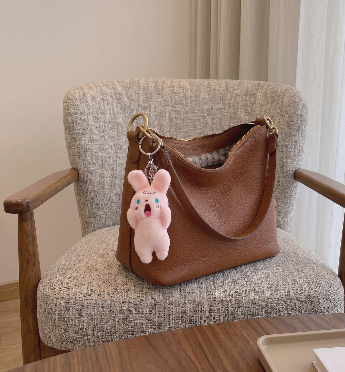Bunny Rabbit Plush Handbag Keychain Keyring