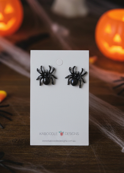 Black Spider Halloween Novelty Fun Stud Earrings