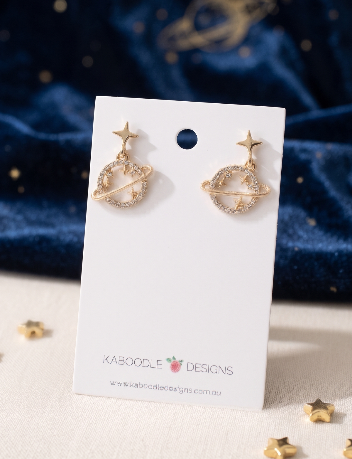 Diamante Rhinestone Saturn Celestial Galaxy Drop Dangle Earrings
