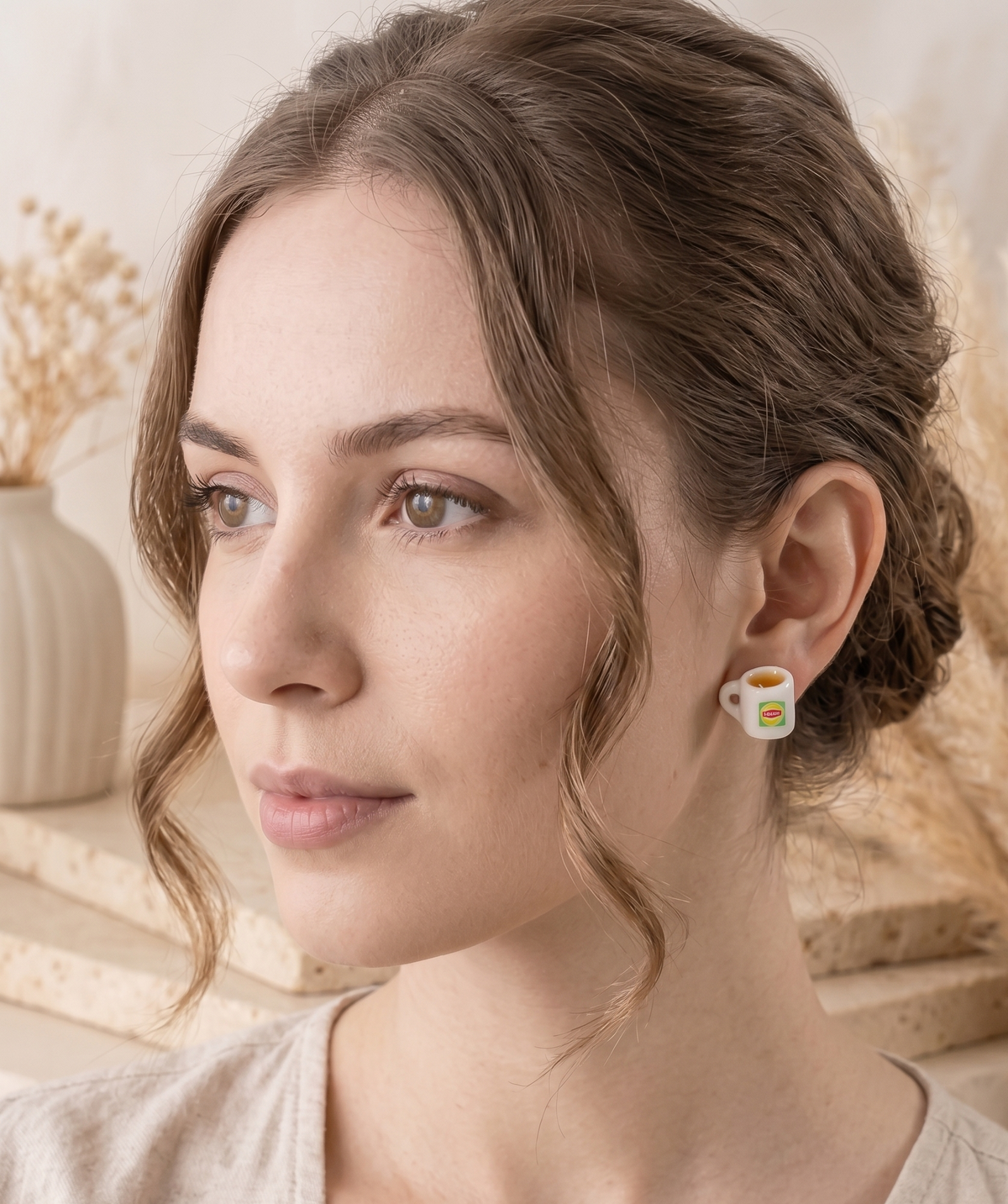 Miniature Tea Stud Earrings - Green Lipton-Style Drink