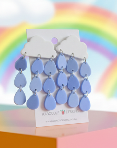 Cloud Raindrop Rain Drop Dangle Earrings