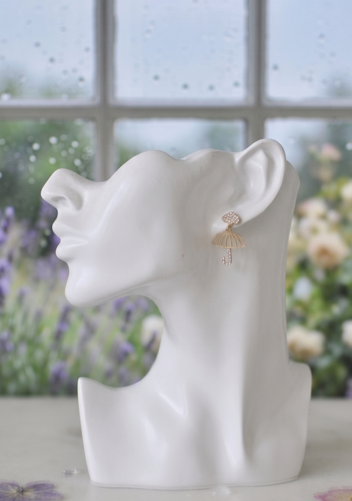 Diamonte Rhinestone Umbrella Cloud Drop Dangle Earrings