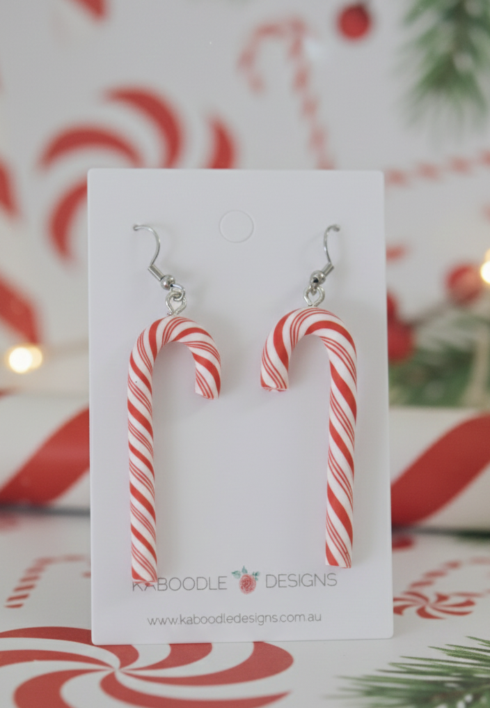 Christmas Candy Cane Christmas Tree Santa Hat Drop Dangle Earrings