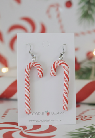 Christmas Candy Cane Christmas Tree Santa Hat Drop Dangle Earrings