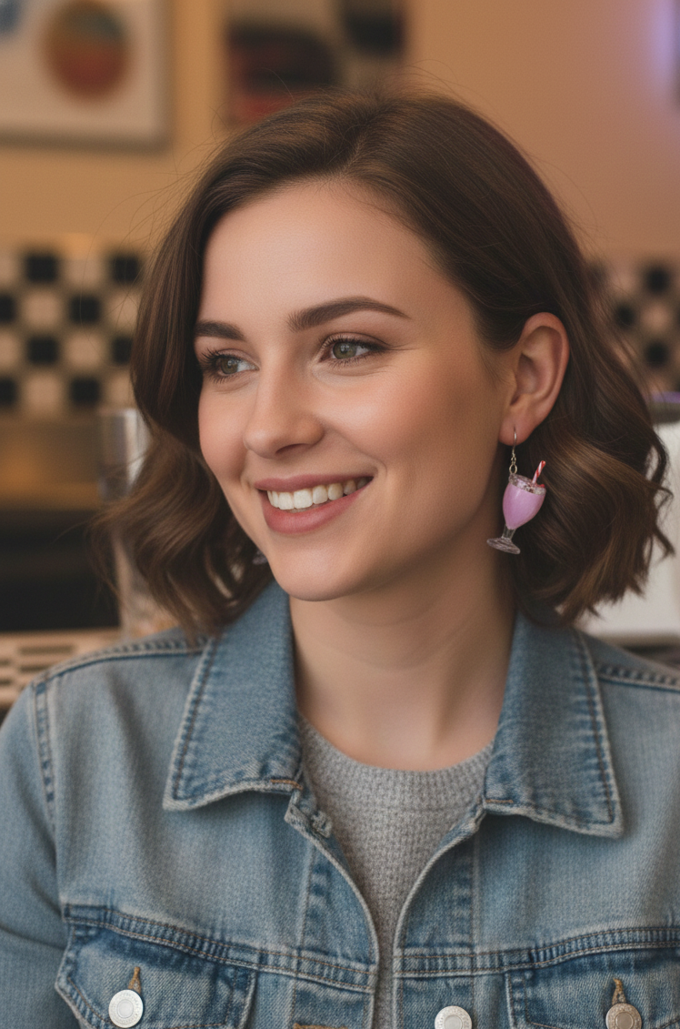 Novelty Watermelon Milkshake Thick shake Dangle Drop Earrings