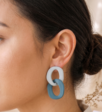 Geometric Link Earrings - Green Stud Dangles