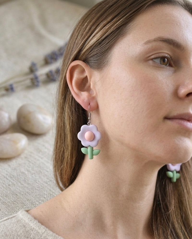 Yellow Flower Drop Dangle Earrings