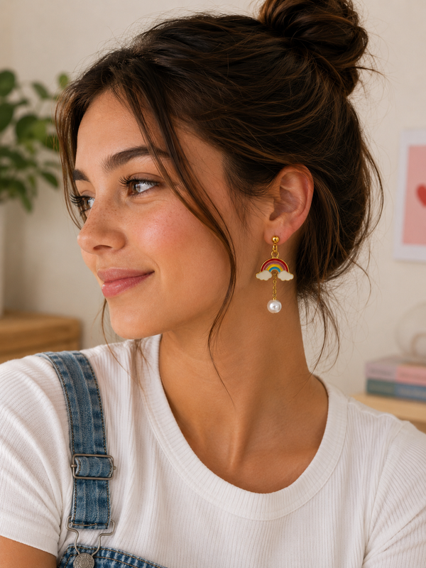 Rainbow Unicorn Enamel Earrings