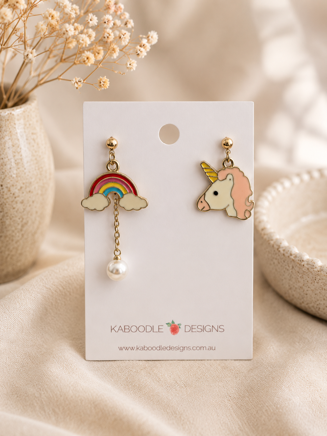 Rainbow Unicorn Enamel Earrings