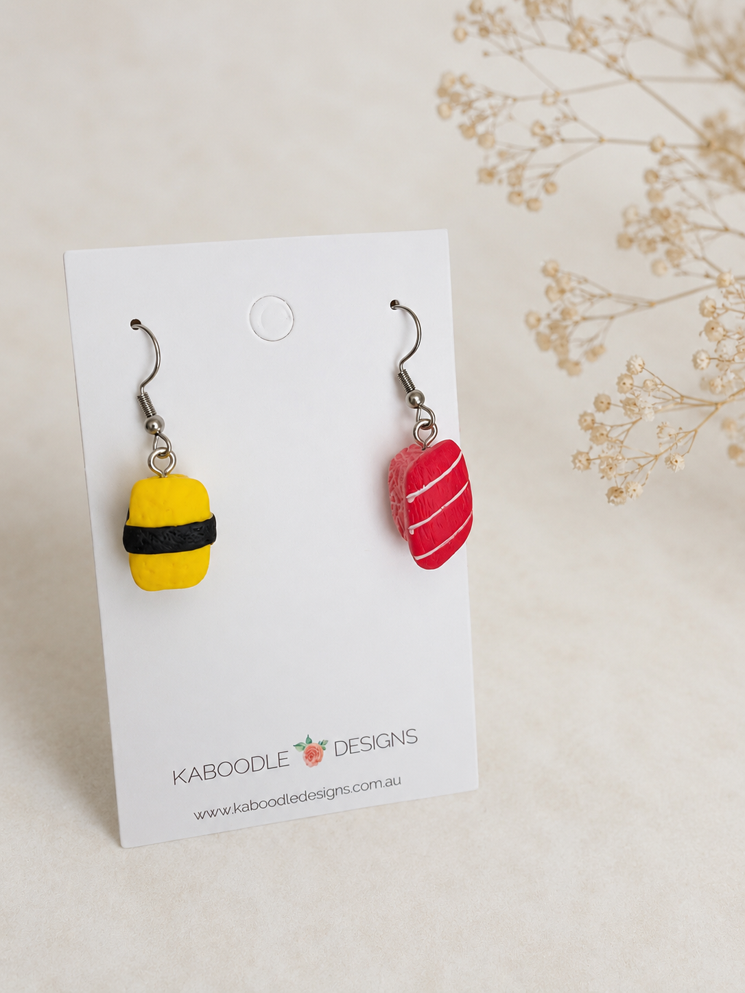 Japanese Sushi Sashimi Egg Novelty Fun Drop Dangle Earrings