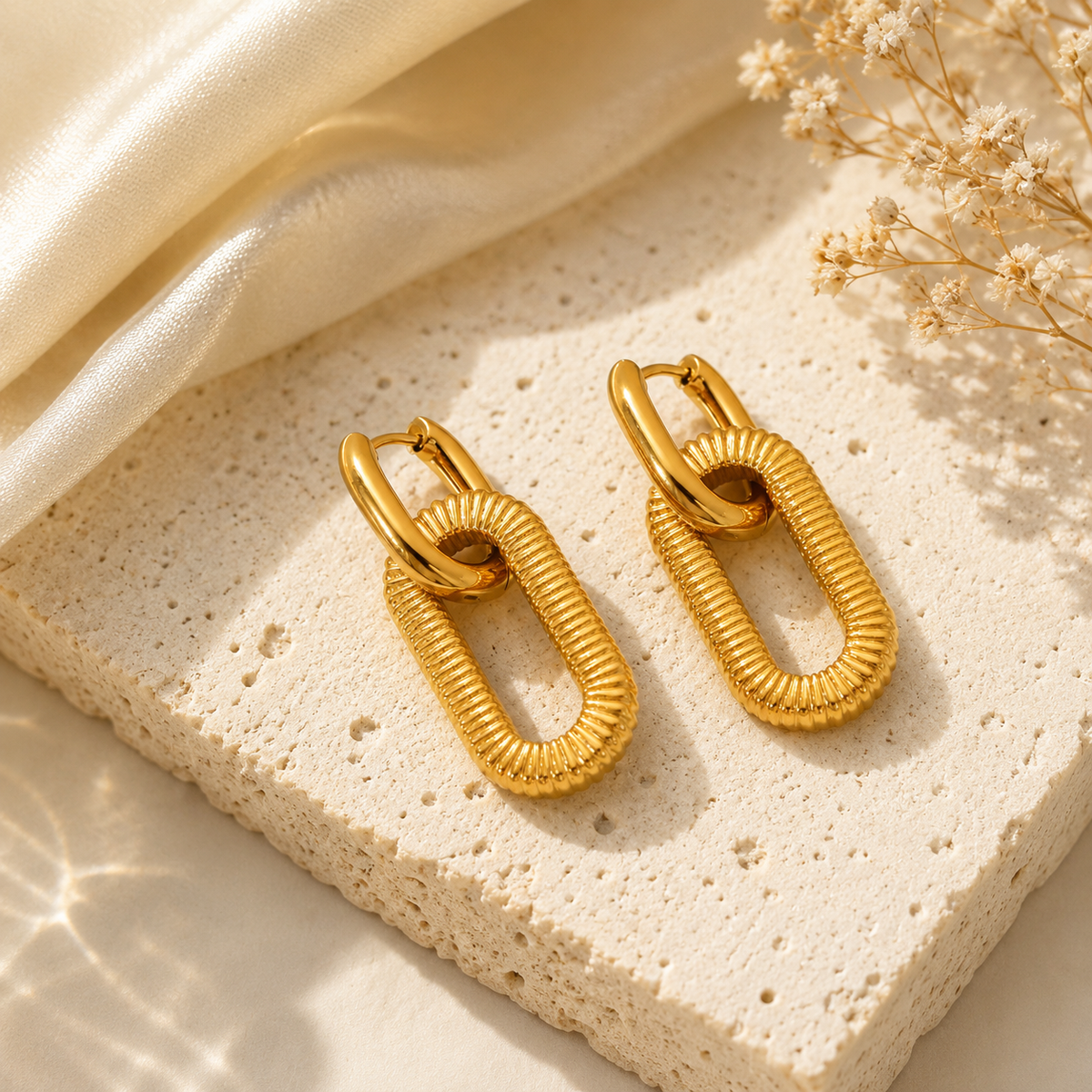 Stainless Steel 18k Gold Plated Hoop Huggies Earrings