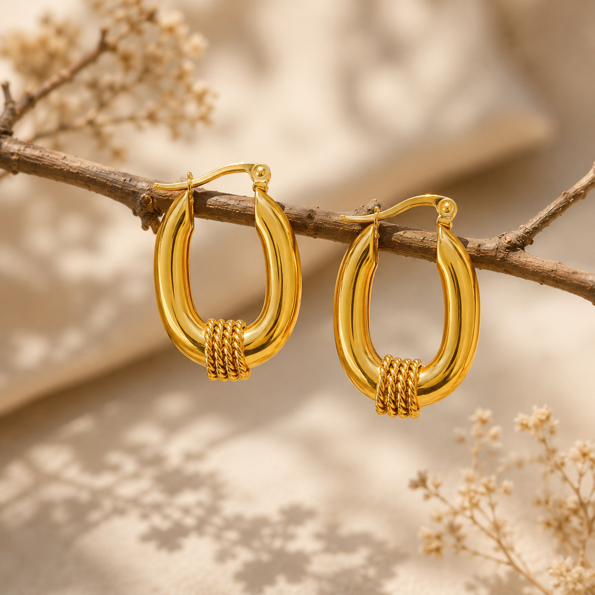 Stainless Steel 18k Gold Plated Hoop Earrings
