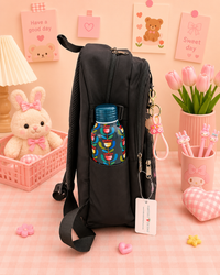 Multi Pocket Kawaii Cute Backpack with Accessories - Black
