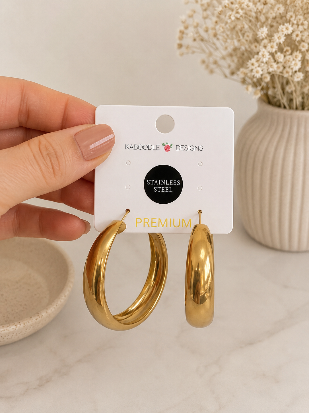 Stainless Steel 18k Gold Plated Hoop Earrings