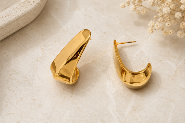 Stainless Steel Hoop Drop Earrings