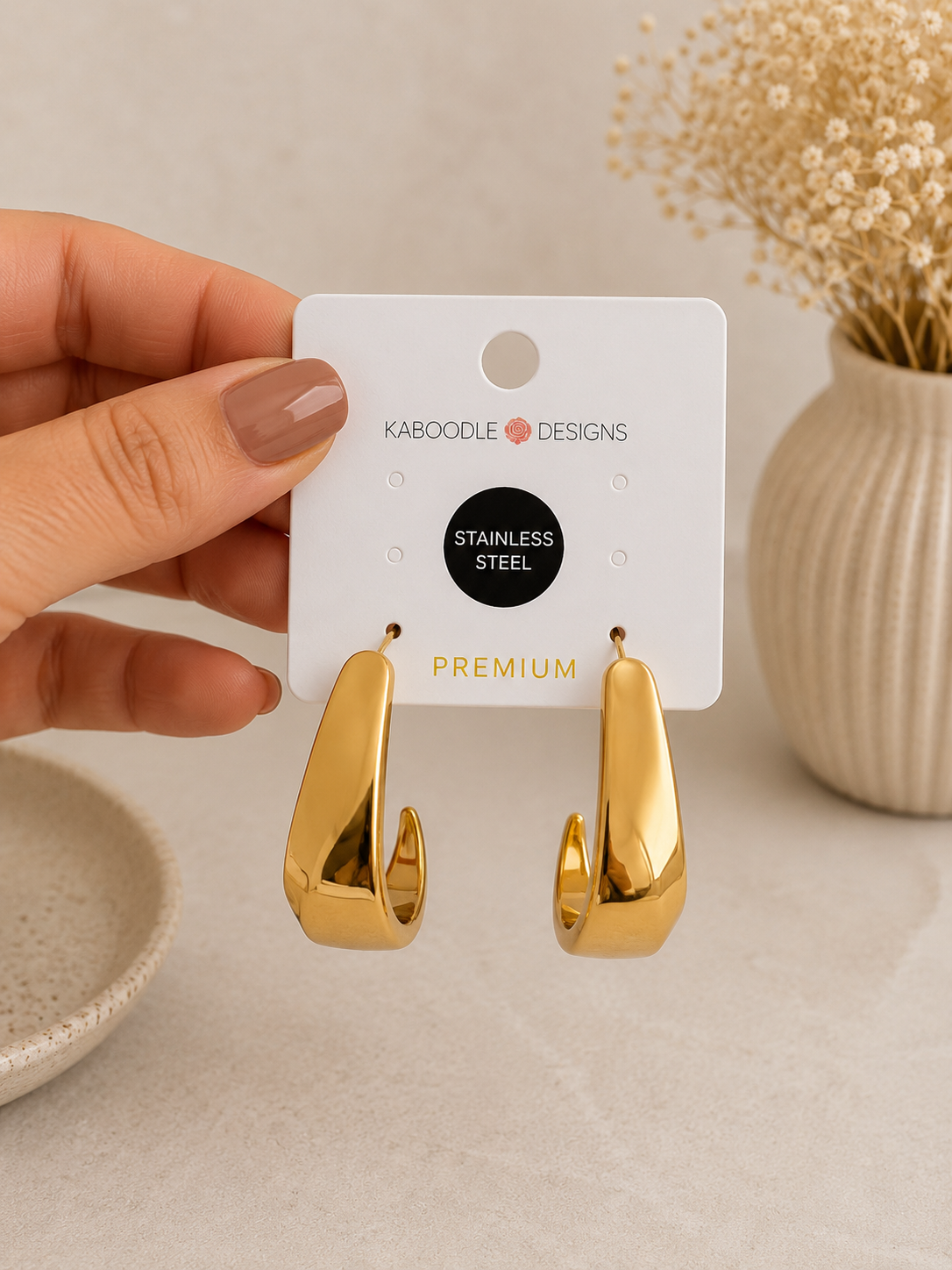 Stainless Steel Hoop Drop Earrings