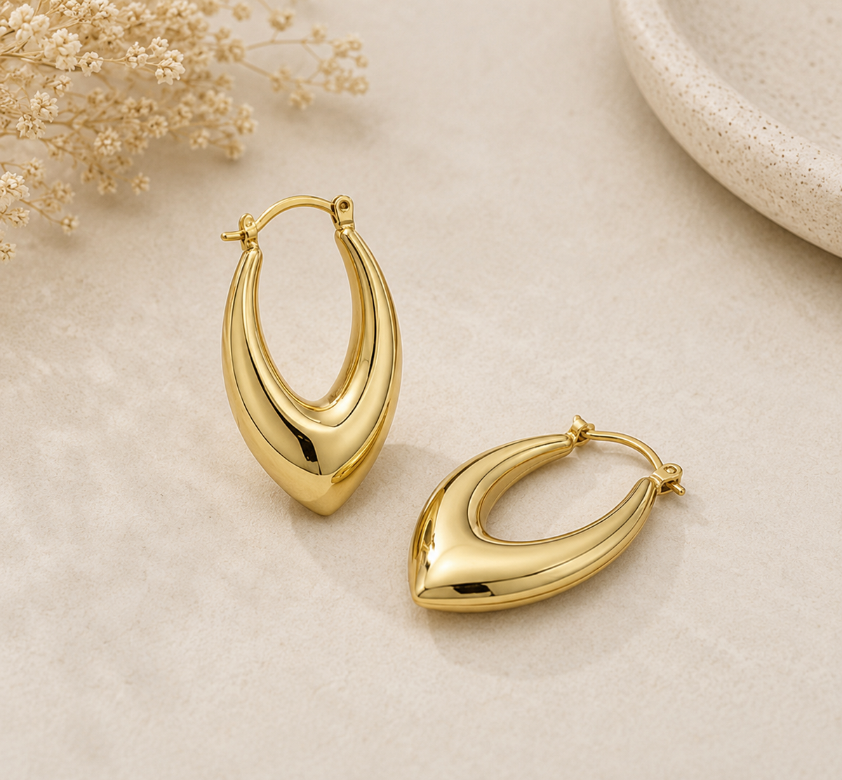 Stainless Steel 18k Gold Plated Hoop Earrings
