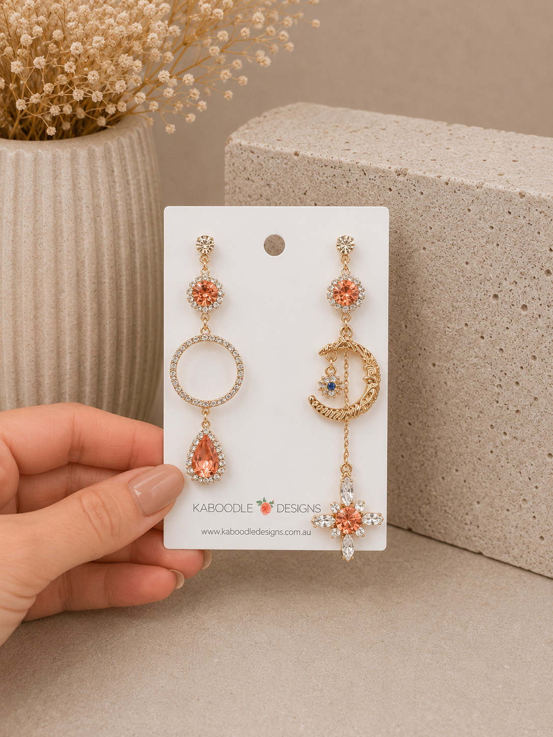 Diamonte Rhinestone Moon Statement Drop Dangle Earrings
