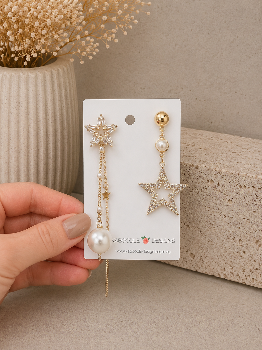 Diamonte Rhinestone Star Statement Drop Dangle Earrings