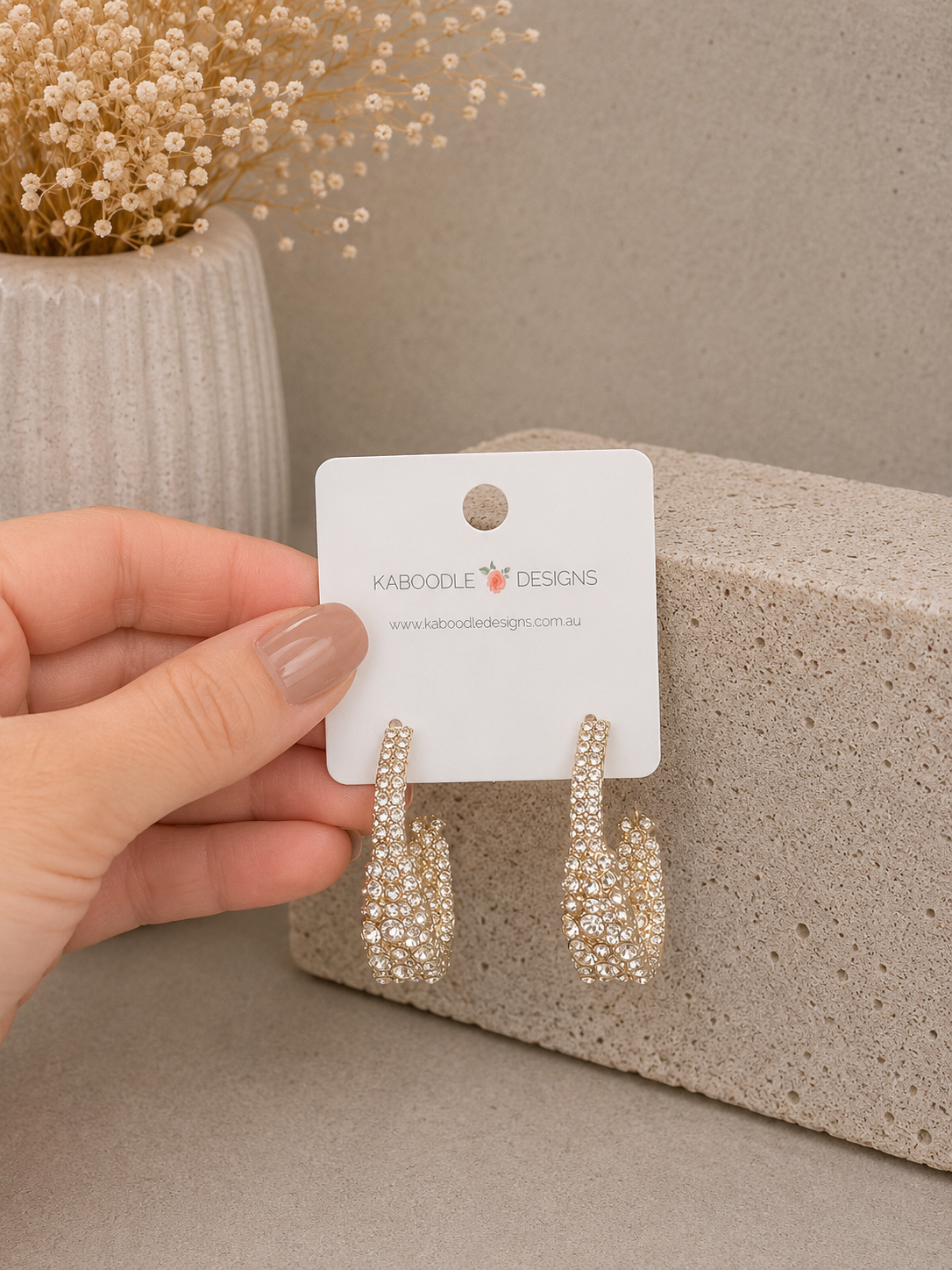Diamonte Rhinestone Statement Hoop Earrings