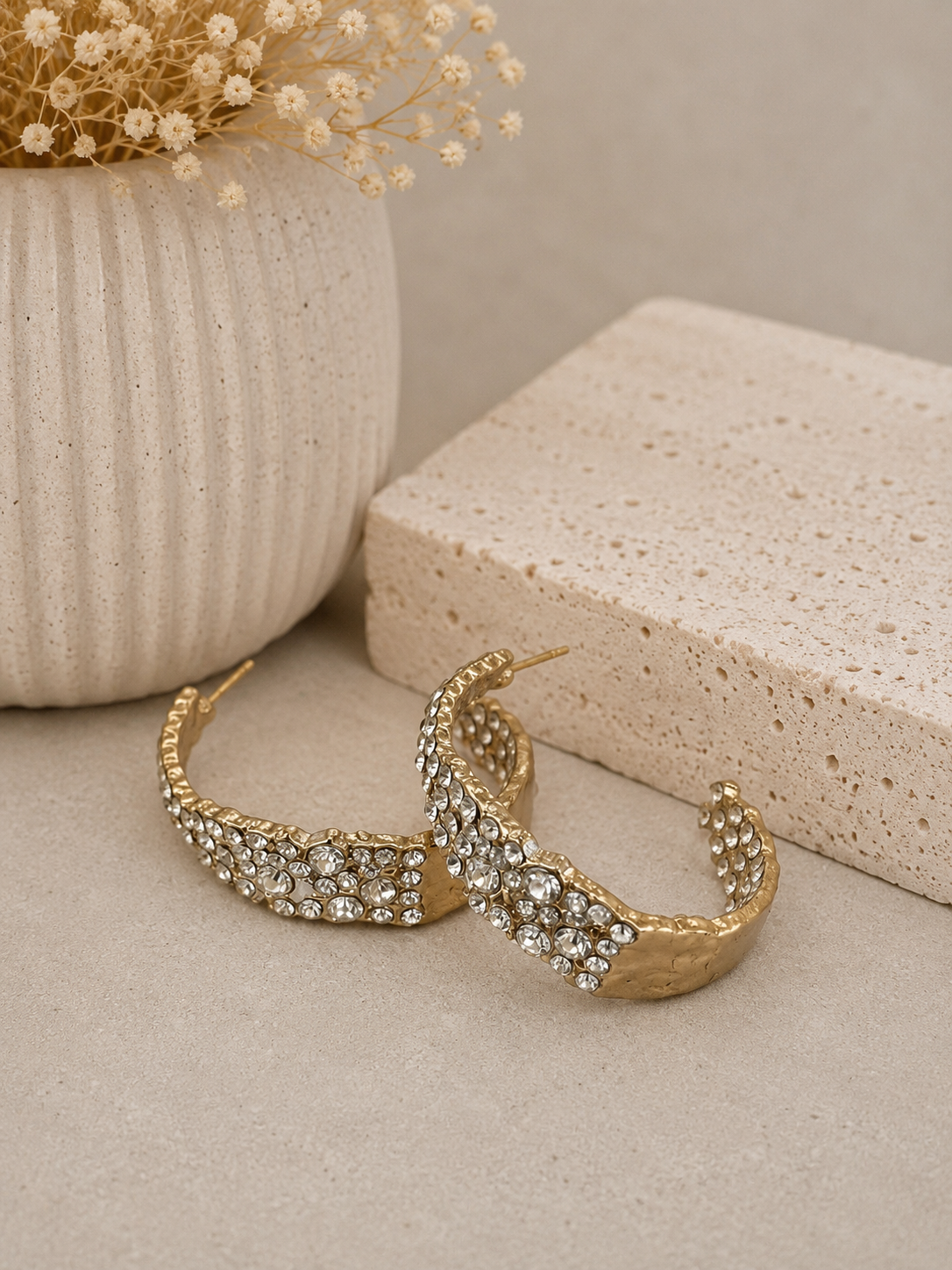 Diamonte Rhinestone Statement Hoop Earrings