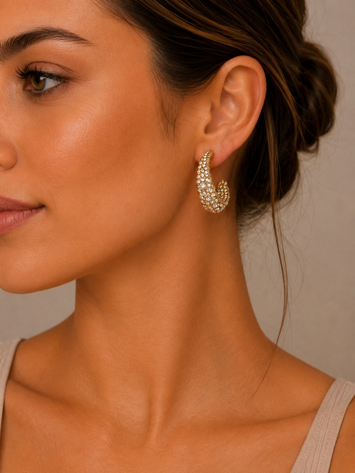 Diamonte Rhinestone Statement Hoop Earrings