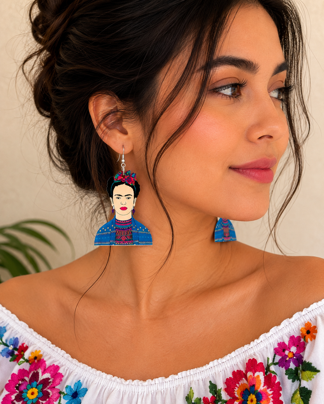 Acrylic Frida Kahlo Drop Dangle Earrings