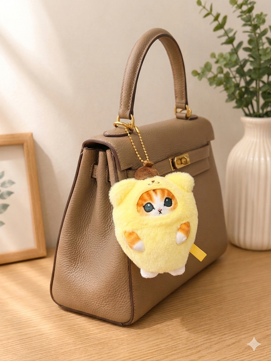 Mofusand Cat Pudding Plush Keychain Keyring