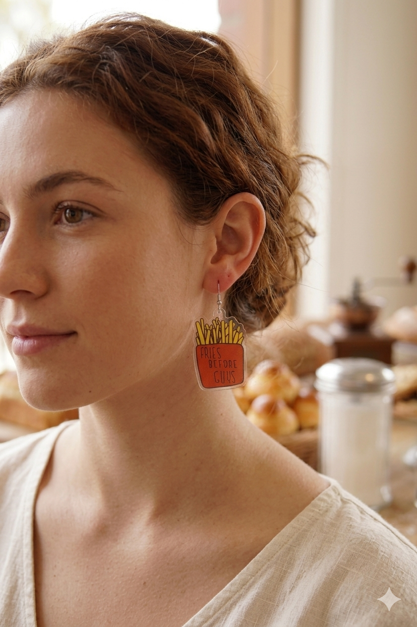 Acrylic Fries Before Guys Chips Drop Dangle Earrings