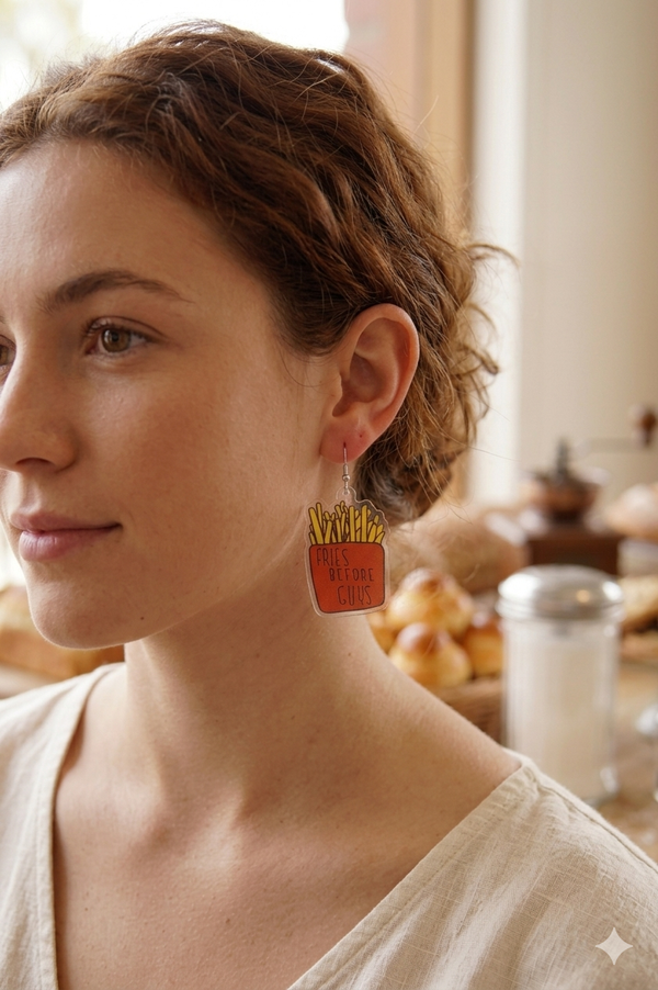Acrylic Fries Before Guys Chips Drop Dangle Earrings