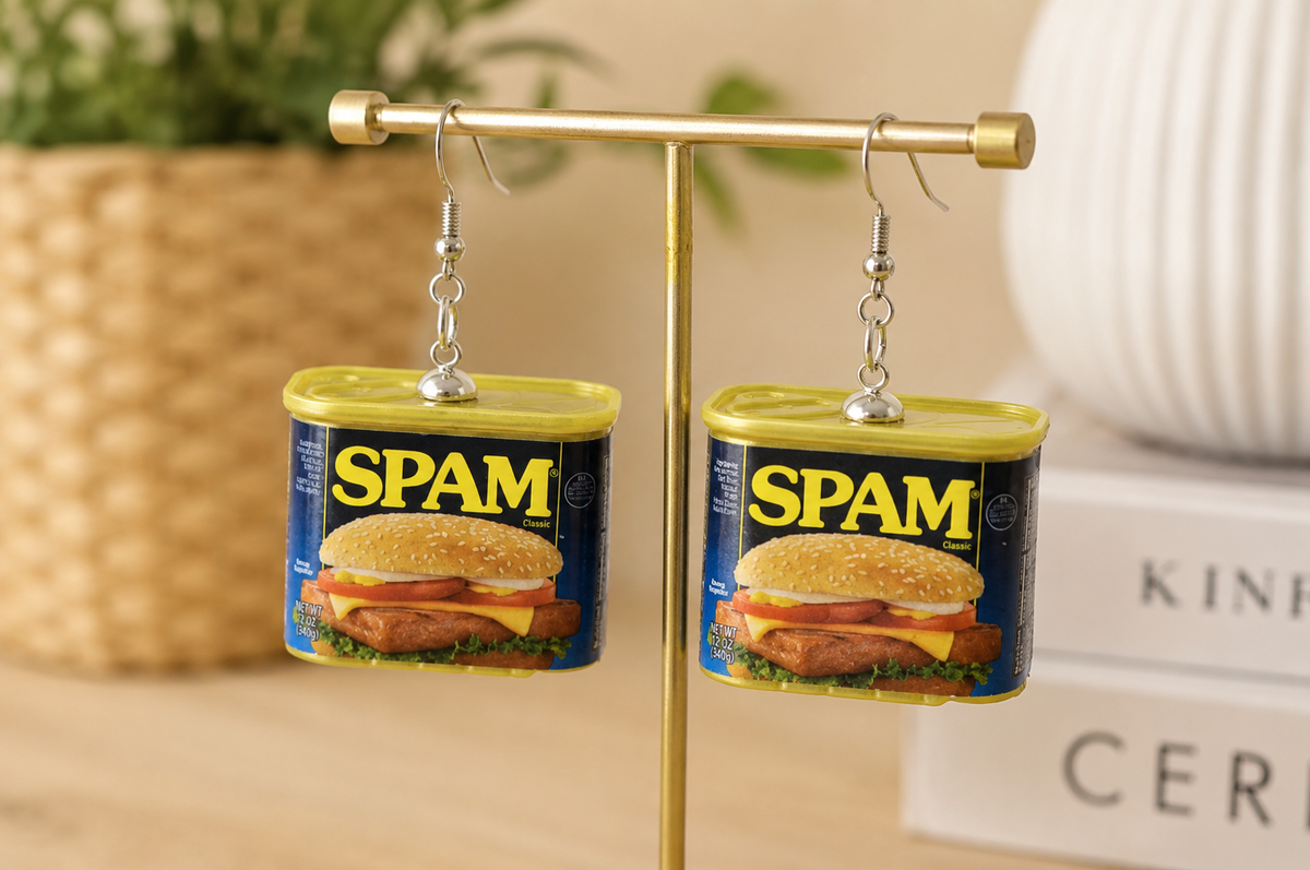 Novelty Fun 3D SPAM Ham Sandwich Drop Dangle Earrings
