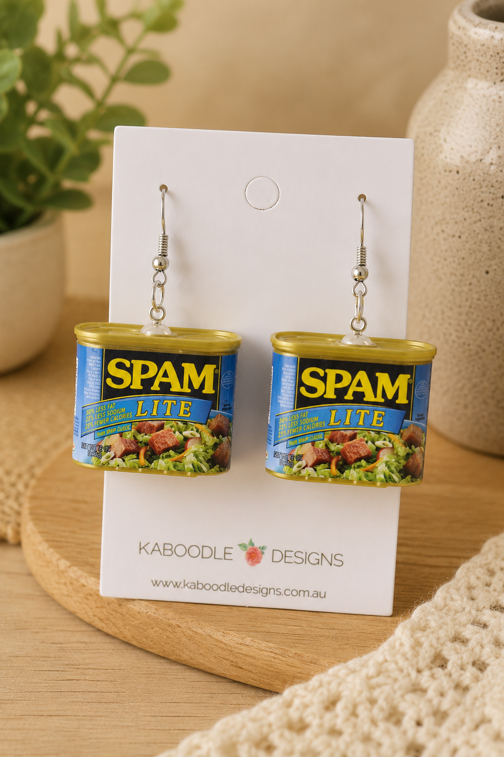 Novelty Fun 3D SPAM Lite Ham Sandwich Drop Dangle Earrings