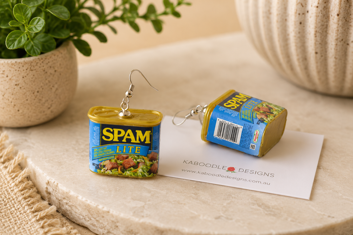Novelty Fun 3D SPAM Lite Ham Sandwich Drop Dangle Earrings