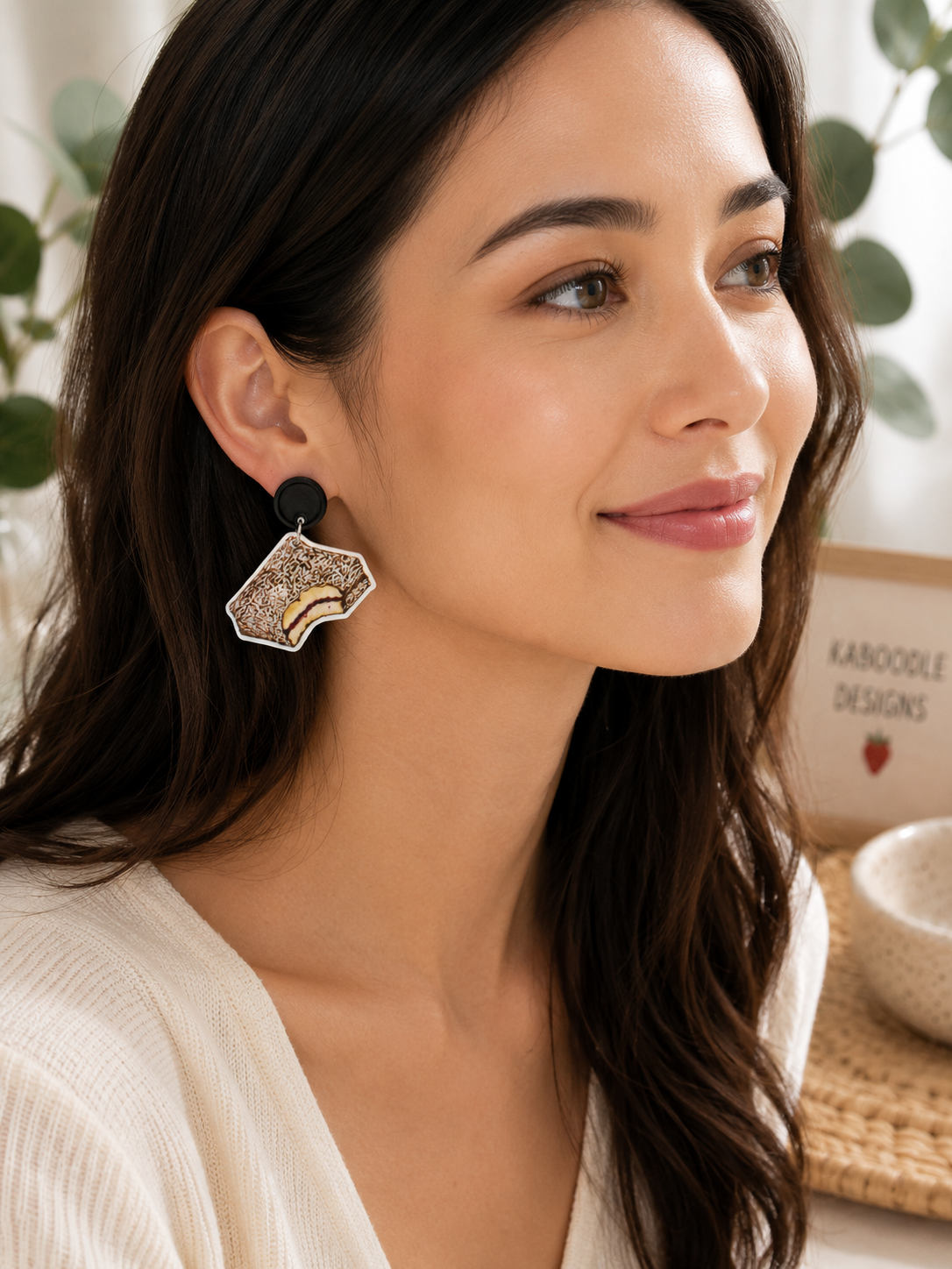 Aussie Australian Dessert Snack Lamington Cake Dangle Earrings