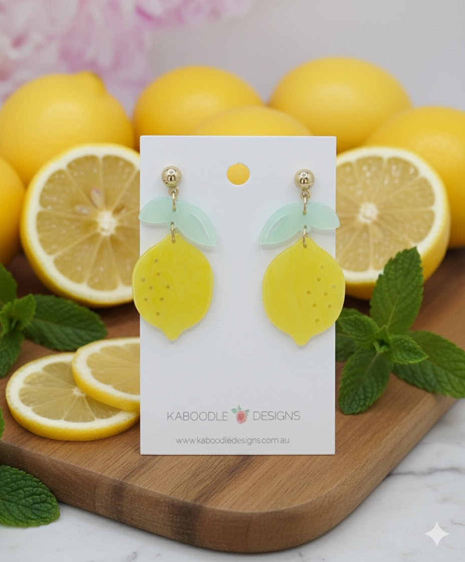 Acrylic Fruit Lemon Drop Dangle Earrings