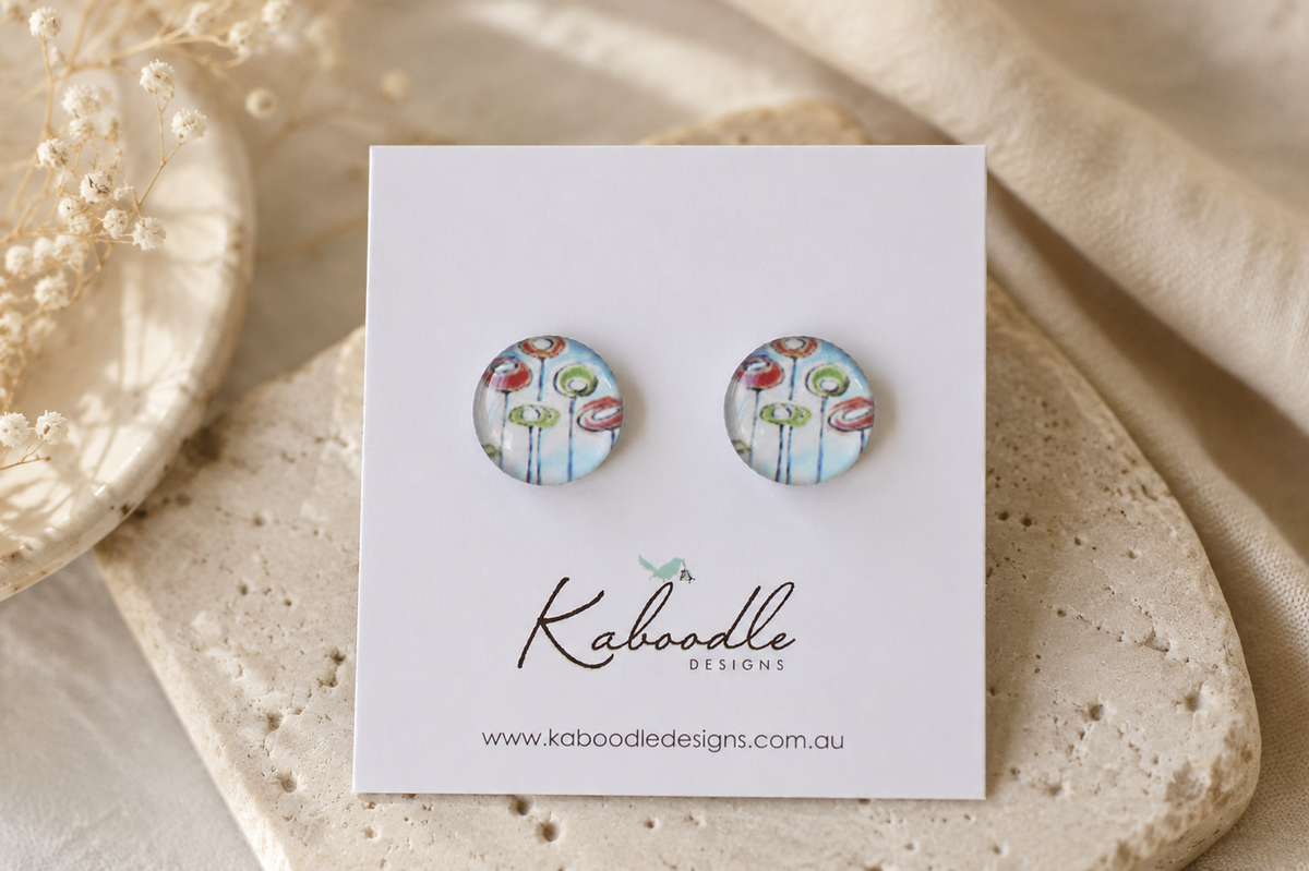 Handmade Artwork Stud Earrings