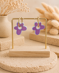 Flower Hoop Earrings - Drop Design