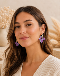 Flower Hoop Earrings - Drop Design