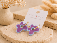 Flower Hoop Earrings - Drop Design