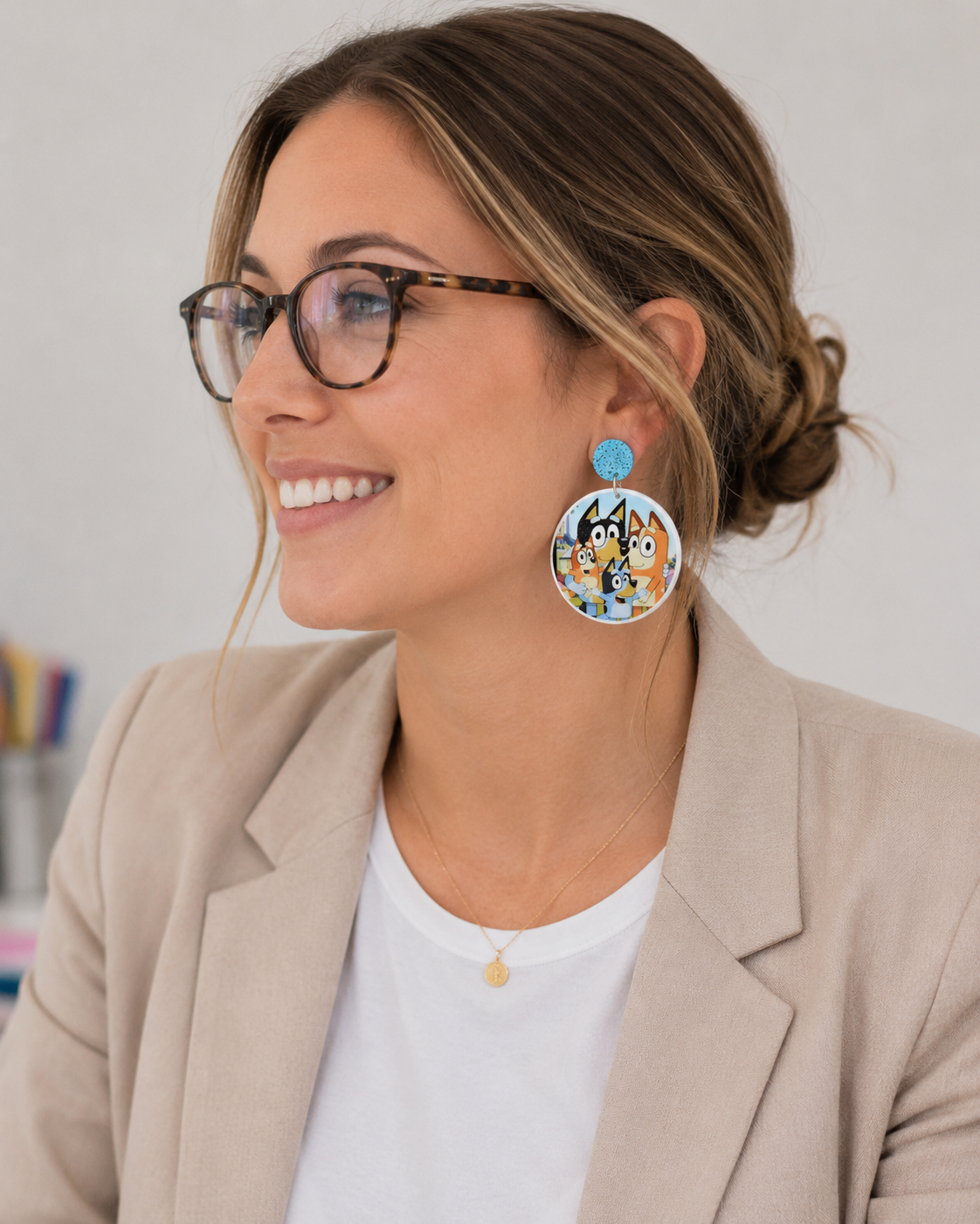 Bluey Family Earrings - Blue Heeler Dog Dangle Drops