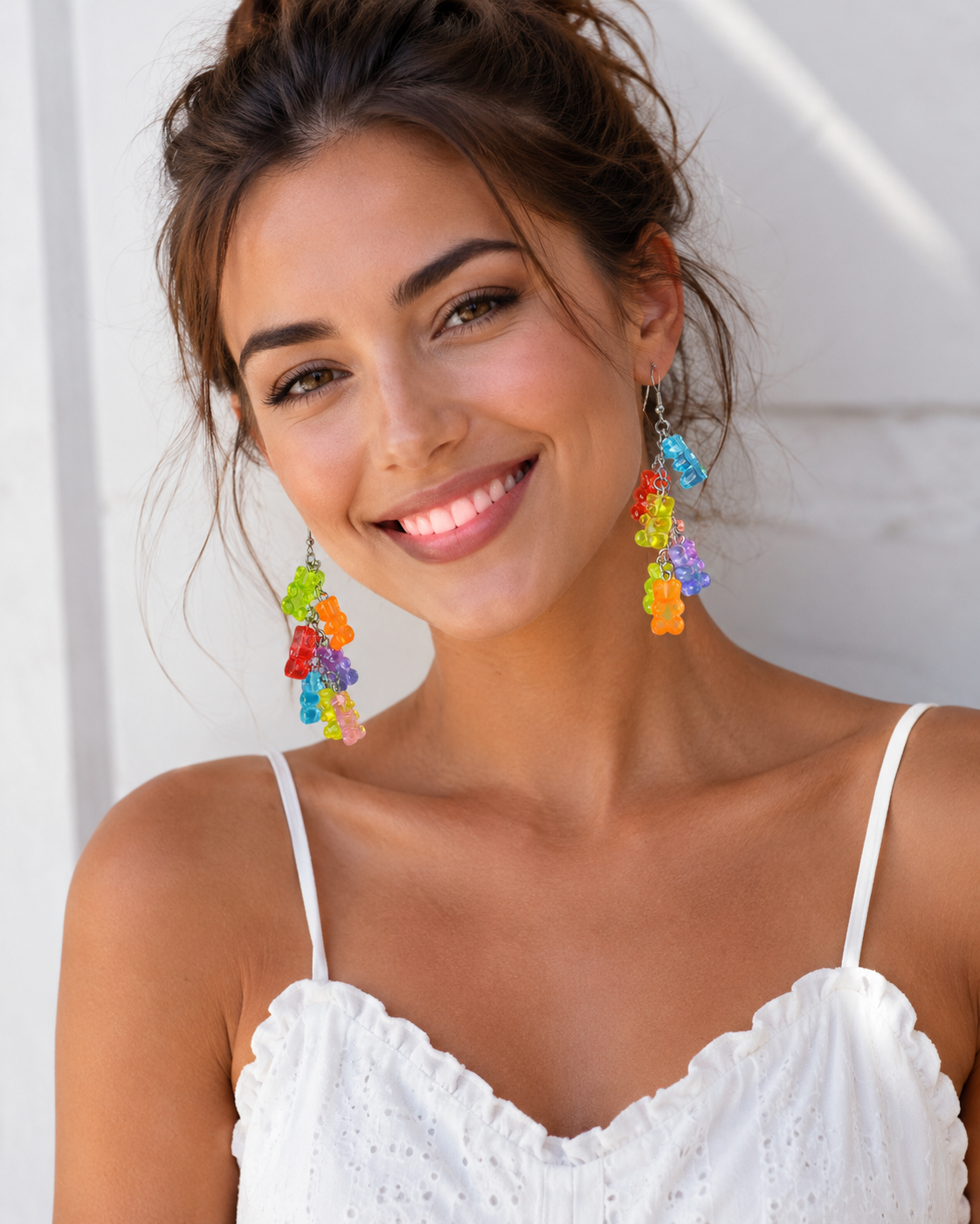 Gummy Bear Earrings - 3D Candy Cluster Dangle Drops