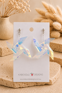 Pinwheel Windmill Earrings - Novelty Dangle Drops