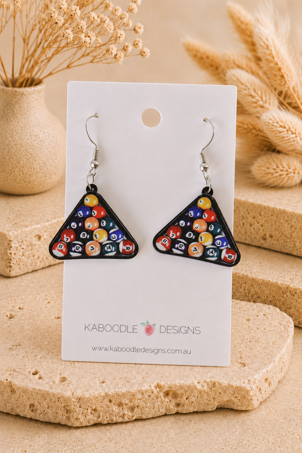 Snooker Ball Earrings - Billiard Drop Dangles