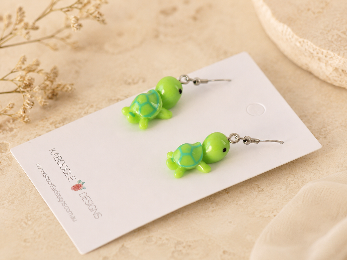 Turtle Earrings - Miniature Dangle Drops