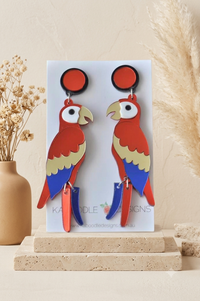 Parrot Earrings - Acrylic Laser Cut Drops