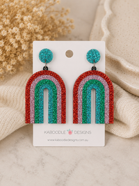Glitter Rainbow Arch Dangle Earrings