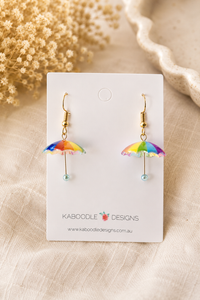 Rainbow Umbrella Dangle Earrings