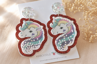 Unicorn Shaker Earrings - Teacher Acrylic Drop Dangles