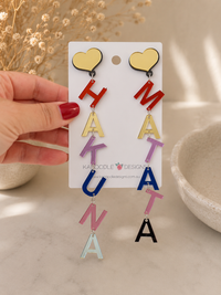 Hakuna Matata Earrings - Lion King Rainbow Letter Drop