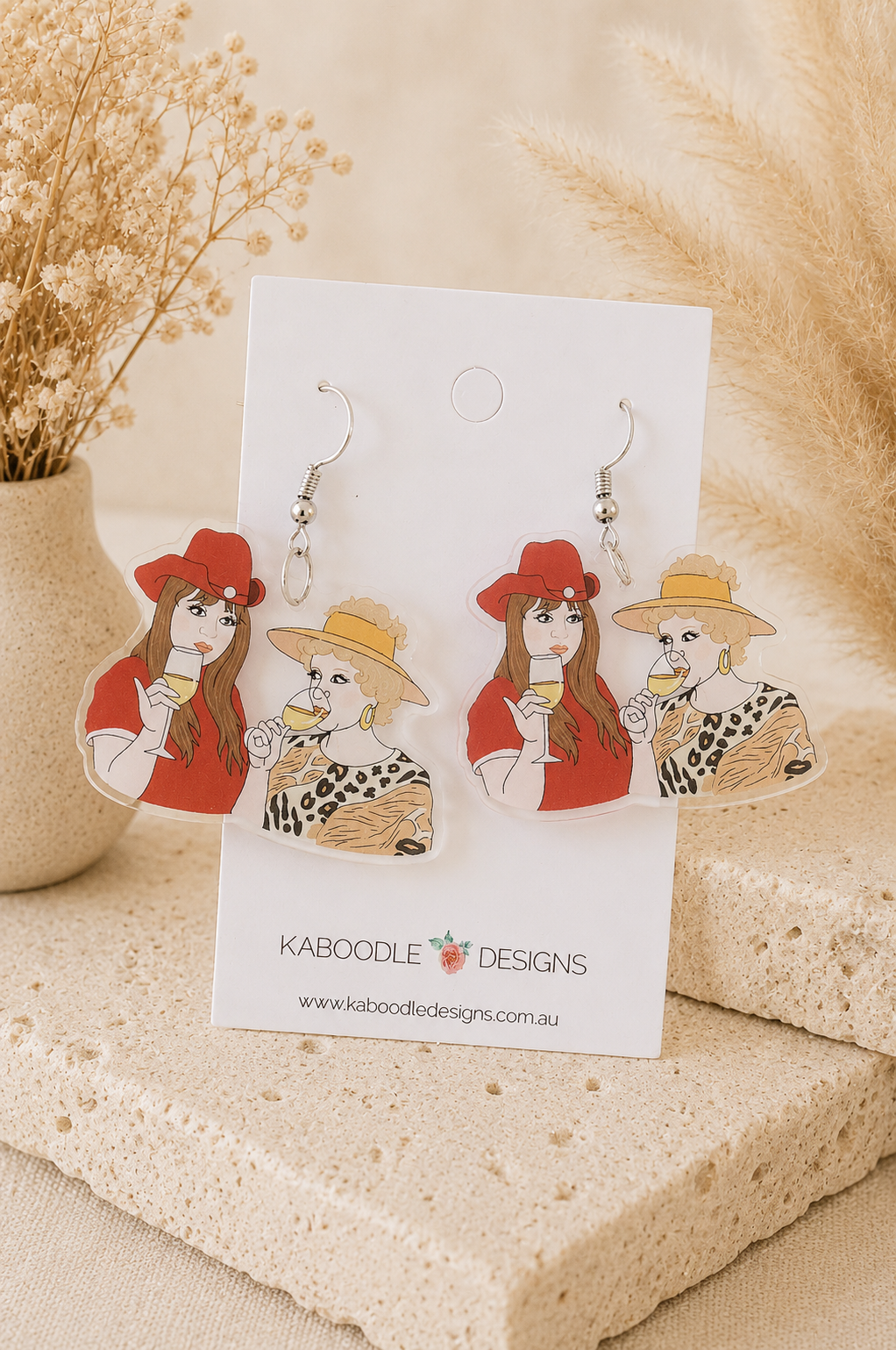 Kath and Kim Earrings - Acrylic TV Show Dangle Drops